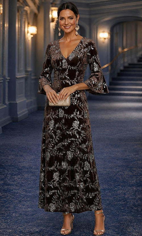 ankle length semi formal dresses Hosanna 5560 Modest 3-Piece Outfit Set Ankle Length Red / 5XL
