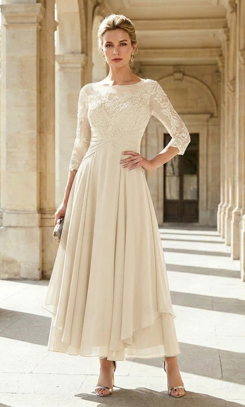 ankle length dress for wedding guest A-Line Ankle Length Party Dress Cocktail Dress Wedding Guest Dress Mother of the Bride Dress