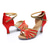 abordables Chaussures de danses latines-chaussures de danse latine à imprimé léopard pour femmes – talons à lanières avec semelle en daim pour la salsa et la performance
