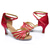 abordables Chaussures de danses latines-chaussures de danse latine à imprimé léopard pour femmes – talons à lanières avec semelle en daim pour la salsa et la performance
