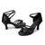 abordables Chaussures de danses latines-chaussures de danse latine à imprimé léopard pour femmes – talons à lanières avec semelle en daim pour la salsa et la performance
