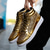 cheap Men&#039;s Sneakers-Men&#039;s Gold Glitter High Top Sneakers - Shiny Lace-Up Streetwear Shoes for Nightlife and Party Events