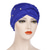 billiga Klädesaccessoarer-kvinnor solid pärlor india hatt muslimsk volang cancer kemo mössa turban wrap cap (marin) pärl fläta india hatt turbante mujer turbantes