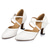 economico Scarpe da ballo di sala e danza moderna-Scarpe da ballo da sala da donna con cinturino incrociato bianco – tacchi latini chiusi in pelle per matrimoni, salsa e prove di performance