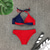 billiga Bikiniset-Dam Badkläder Bikini 2 st Baddräkt Tryck upp Färgblock Grön Svart Fuchsia Rubinrött Gul Baddräkter Ny Sexig / Vadderad behå