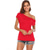זול טישרטים לנשים-חולצות טריקו לנשים שרוול קצר חולצות חולצות כתף רופפות בצבע אדום קיץ 2xl
