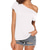 economico T-Shirt da donna-magliette per donna manica corta camicette larghe con spalle scoperte top rosso estivo 2xl