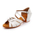 cheap Kids Dance Shoes-Girls&#039; White Latin Dance Sandals with Rhinestone Buckle, Low Heel, and Crisscross Straps - Ideal for Ballroom and Salsa Practice