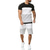 preiswerte T-Shirts-Sets für Männer-Herren Kurzarm Set 2 Stück Sommer Casual Sets Kurze Hosen Mode Patchwork Freizeitsport Outfit Schwarz