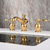 cheap Multi Holes-Widespread Bathroom Sink Mixer Faucet, 3 Hole 2 Handle Gold Brass Basin Taps Washroom Vessel Water Tap, Hot and Cold Hose Deck Mounted