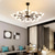 baratos Estilo Sputnik-113 cm led lustre nórdico ouro preto globle design de metal pintado acabamentos modernos 110-120v 220-240v