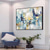 cheap Abstract Paintings-Handmade Oil Painting Canvas Wall Art Decoration Abstract Golden and Blue Color Paintings for Home Decor Rolled Frameless Unstretched Painting