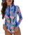 cheap Diving Suits &amp; Rash Guards-Women&#039;s Swimwear Rash Guard Diving Plus Size Swimsuit UV Protection Quick Dry Modest Swimwear for Big Busts Floral Print Purple High Neck Bathing Suits Sports Party Colorful / New