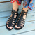preiswerte Gladiator-Sandalen-Damen Sandalen Römische Schuhe Täglich Strand Feste Farbe Sommer Flacher Absatz Runde Zehe Offene Spitze Vintage Klassisch Kunstleder PU Kunststoff Schnalle Hellbraun Schwarz Gold