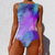 cheap One-piece swimsuits-Women&#039;s Swimwear One Piece Monokini Swimsuit Tummy Control Slim Light Blue Green Purple Pink Rainbow Strap Bathing Suits New Casual Sexy / Padded Bras