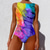 cheap One-piece swimsuits-Women&#039;s Swimwear One Piece Monokini Swimsuit Tummy Control Slim Light Blue Green Purple Pink Rainbow Strap Bathing Suits New Casual Sexy / Padded Bras