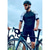voordelige Dameskleding sets-wielertrui met lange mouwen en korte broek triatlon tri-pak donkerblauw fiets sneldrogende kleding met sportpatroon