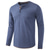 billige henley skjorter for menn-løs langermet t-skjorte for menn henley skjorte rund hals med knapper kausal t-skjorte