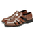 cheap Dress Sandals-Men&#039;s Brown Faux Leather Fisherman Sandals with Buckle Strap and Rugged Sole for Comfortable Outdoor Wear