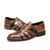 cheap Dress Sandals-Men&#039;s Brown Faux Leather Fisherman Sandals with Buckle Strap and Rugged Sole for Comfortable Outdoor Wear