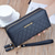 voordelige universele telefoontas-lange vrouwen portemonnee vrouwelijke portemonnees kwastje portemonnee kaarthouder portefeuilles dubbele rits pu lederen clutch luxe geld telefoon tas