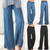 tanie Spodnie damskie-damskie lniane spodnie do jogi z wysokim stanem elastyczny pas palazzo szerokie nogawki/spodnie spodnie jeansowe szybkie wysychanie odprowadzanie wilgoci niebieski czarny joga lato plus rozmiar