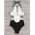 cheap One-piece swimsuits-Women&#039;s Swimwear One Piece Monokini Bathing Suits Swimsuit Tummy Control Cut Out Slim White Halter High Neck Bathing Suits New Casual / Padded Bras