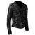tanie Kurtka ze skóry ekologicznej-Męska pu skórzana kurtka płaszcz ze sztucznej skóry motocykl biker opasany rider fashion style zima casual codzienna praca na zewnątrz czarna ciepła odzież wierzchnia topy kieszeń na suwak