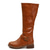 abordables Bottes à la mode-bottes d'équitation marron pour femmes jusqu'aux genoux avec détail de boucle et fermeture à glissière - bottes élégantes en similicuir pour une tenue décontractée et extérieure
