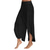 billige Kvindebukser-kvinders basic culottes brede ben chinos lagdelt split flæsebukser gym yoga stretchy kinesisk stil løs mørkegrå 5xl