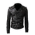tanie Kurtka ze skóry ekologicznej-Męska pu skórzana kurtka płaszcz ze sztucznej skóry motocykl biker opasany rider fashion style zima casual codzienna praca na zewnątrz czarna ciepła odzież wierzchnia topy kieszeń na suwak