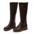 abordables Bottes à la mode-bottes d'équitation marron pour femmes jusqu'aux genoux avec détail de boucle et fermeture à glissière - bottes élégantes en similicuir pour une tenue décontractée et extérieure