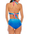 preiswerte Bikini-Sets-Damen Bademode Bikinis 2 Stück Übergröße Badeanzug mit Riemchen Rückenfrei Bedruckt Farbblock Blau Rosa Halfter V-Wire Ausschnitt Badeanzüge neu Sexy Modern / Urlaub / Gepolsterte BHs