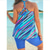 ieftine Tankinis-Pentru femei Costume de Baie Tankini 2 bucăți Mărime Plus Costum de baie Albastru piscină Cu Bretele Costume de baie / Sutiene cu Bureți