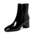cheap Ankle Boots-Women&#039;s White Patent Leather Ankle Boots - Sleek Side-Zip Design with Block Heels, Perfect for Elegant Evening Wear or Casual Chic Outfits