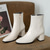 cheap Ankle Boots-Women&#039;s White Patent Leather Ankle Boots - Sleek Side-Zip Design with Block Heels, Perfect for Elegant Evening Wear or Casual Chic Outfits