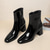 cheap Ankle Boots-Women&#039;s White Patent Leather Ankle Boots - Sleek Side-Zip Design with Block Heels, Perfect for Elegant Evening Wear or Casual Chic Outfits