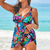 ieftine Tankinis-Pentru femei Costume de Baie Tankini 2 bucăți Mărime Plus Costum de baie Deschide Înapoi Floral Albastru piscină Camizol Cu Bretele Costume de baie nou Casual Vacanță / Modă / Modern