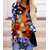 billige T-shirts til kvinde-Dame T-shirt kjole tunika Farveblok Abstrakt Assymetrisk Trykt mønster Rund hals Toppe Løstsiddende Blå Lilla Grøn / 3D-udskrivning