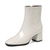 cheap Ankle Boots-Women&#039;s White Patent Leather Ankle Boots - Sleek Side-Zip Design with Block Heels, Perfect for Elegant Evening Wear or Casual Chic Outfits