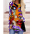 billige T-skjorter til kvinner-Dame T skjorte kjole tunika Fargeblokk Abstrakt Assymetrisk Trykt mønster Rund hals Topper Løstsittende Blå Lilla Grønn / 3D-utskrift