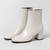 cheap Ankle Boots-Women&#039;s White Patent Leather Ankle Boots - Sleek Side-Zip Design with Block Heels, Perfect for Elegant Evening Wear or Casual Chic Outfits