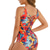 cheap One-piece swimsuits-Women&#039;s Swimwear One Piece Monokini Bathing Suits Normal Swimsuit Tummy Control Open Back Printing Flower Red Scoop Neck Bathing Suits New Vacation Fashion / Modern / Padded Bras