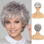 cheap Party Wigs-Gray Wigs for Women Momy Short Silver Gray Wavy Curly Wigs for Women Grey Layered Pixie Cut with Bangs Synthetic Wigs for Lady Short Natrual Synthetic Hair Wig Carnival Wig