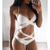 cheap Bikini Sets-Women&#039;s Swimwear Bikini 2 Piece Swimsuit Push Up Open Back Solid Color White Black Padded Bathing Suits New Fashion Sexy / Padded Bras / Slim