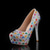 cheap Semi-Formal-Women&#039;s Silver Rhinestone-Embellished High Heel Pumps – Glamorous Bridal or Evening Shoes for Wedding and Special Occasions