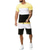 abordables T shirt et Short Set Homme-ensembles de jogging patchwork rayé pour hommes, hauts à manches courtes + pantalons courts à tirants costume de sport survêtement survêtements par leegor rouge