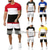 abordables Conjuntos de camisetas de hombre-Conjuntos de jogging de patchwork a rayas para hombres, tops de manga corta + pantalones cortos con tirantes, traje deportivo, chándal, sudaderas de leegor red