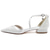 voordelige Bruid-Ivoren kanten bruidsschoenen voor dames, lage hak, spitse neus, platte trouwschoenen met enkelbandje, elegante en comfortabele schoenen voor het bruidsfeest.