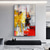 cheap Abstract Paintings-Oil Painting 100% Handmade Hand Painted Wall Art On Canvas Abstract Knife Painting Landscape Yellow Red For Home Decoration Decor Rolled Canvas No Frame Unstretched